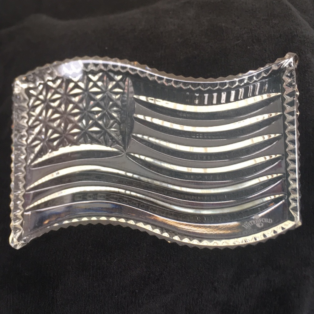 Collectible Waterford Crystal American Flag Office Desk Paperweight
